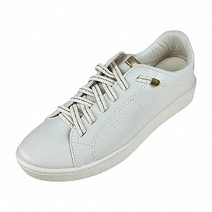 Tênis Basic Elástico - Off White e Ouro Light