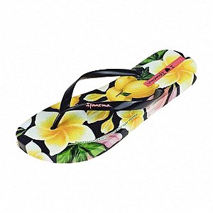 Chinelo Ipanema Arte Limão Siciliano - Preto e Amarelo