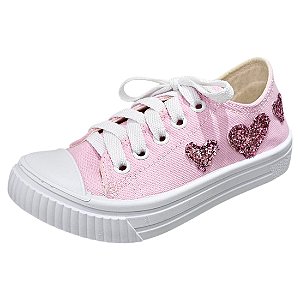 Tênis Infantil Coração Glitter - Rosa Bebê