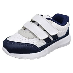 Tênis Infantil Crepe 2 Listras - Azul e Branco