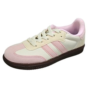 Tênis Infantil Listras - Creme e Rosa