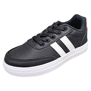 Tênis Infantil Listras - Preto e Branco