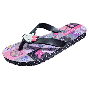 Chinelo Ipanema Infantil Hello Kitty Funny - Preto e Rosa
