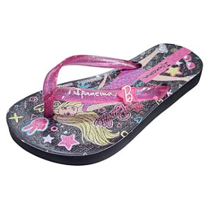 Chinelo Infantil Barbie Meu Encanto - Preto Glitter