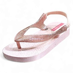 Chinelo Ipanema Baby com Elástico - Rosa Glitter