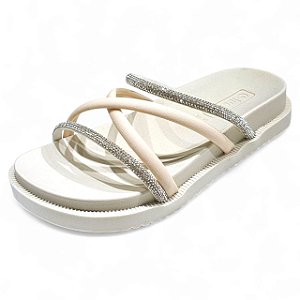 Rasteirinha X Lara com Strass - Off White