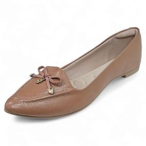 Sapatilha Mocassim Bico Fino com Laço - Bege