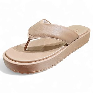 Sandália Chinelo Plataforma Tratorado - Bege