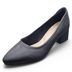 Scarpin Modare Comfort Salto Bloco Bico Fino - Preto