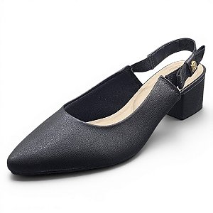 Scarpin Slingback Modare Comfort Salto Bloco - Preto