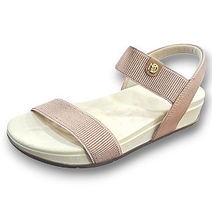 Sandália Papete Modare Comfort com Elástico - Bege e Off White