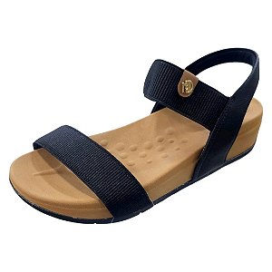 Sandália Papete Modare Comfort com Elástico - Preto e Caramelo
