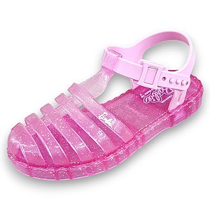 Sandália Infantil Barbie Duo Aranha - Rosa Claro Glitter
