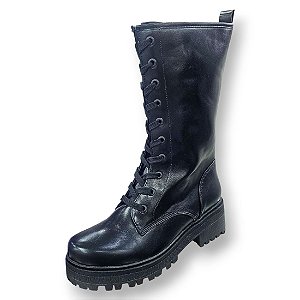 Bota Coturno Cano Alto Salto Tratorado - Preto