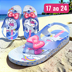 Chinelo Ipanema Baby Elástico Hello Kitty Funny - Azul Glitter