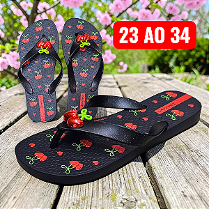Chinelo Ipanema Infantil Belle II Cereja - Preto e Vermelho