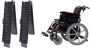 02 Rampas Aço Leve Para Cadeira Rodas Simples ou Motorizada RA 2000/165 AC