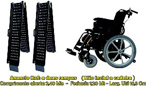02 Rampas Aço Leve Para Cadeira Rodas Simples ou Motorizada RA 2400/165 AC