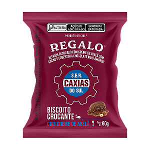 Display 12 un. Alfajor Caxias REGALO Creme de Avelã Chocolate Meio Amargo 60g