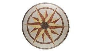 Tampo 1,00Ø em Mosaico de Crema Marfil, Rosso Verona, Marrom Imperial e ônix