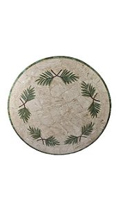 Tampo 1,20Ø em mosaico de Bege-bahia com detalhe de folhas Ref. Palmeira