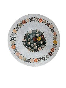 Tampo 060Ø em Mosaico Floral em Mármore Carrara| 100% Artesanal