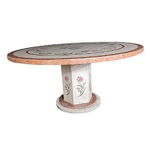 Mesa 1,50Ø em Mosaico de mármore Carrara Ref. Capri