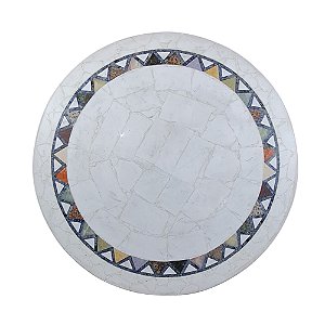 Mesa 1,00Ø em mosaico de mármore branco Piguês