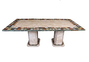 Mesa em Mosaico de mármore Bege-bahia 220x110 Ref. Nova Design