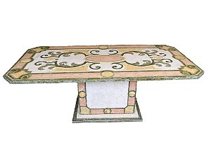 Mesa em Mosaico de mármore Carrara 220x110 Ref. Mariana