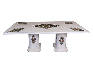 Mesa em Mosaico de mármore Carrara italiano 220x110 Ref. 281 Losango