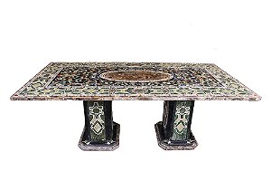 Mesa em Mosaico de mármore Dolomita preta 220x110 Ref. 9230