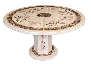 Mesa 1,50Ø em Mosaico de mármore Crema marfil Ref. 9201