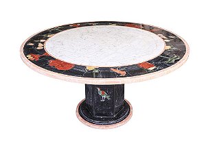 Mesa em Mosaico de mármore Carrara 150Ø Ref. Tiffany