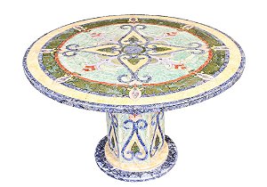 Mesa 1,20 Diâmetro em Ônix azul Em Mosaico  Ref. Cipressi