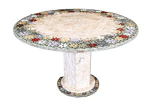 Mesa 1,00Ø em Mosaico de mármore Bege-bahia Ref. 281Nova Design