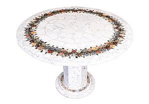 Mesa 1,00Ø em Mosaico de mármore Carrara Ref. 281