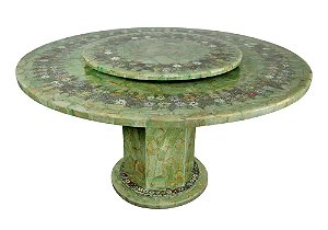 Mesa 1,50Ø giratória em Mosaico de Ônix verde