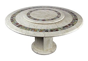 Mesa Giratória 150Ø em bege-bahia com mosaico Ref. 281