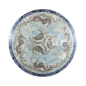 Tampo 1,20 Ø mosaico de Ônix azul Ref. Cavalo-marinho