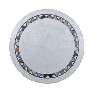 Tampo 1,00Ø em mosaico de mármore branco Piguês