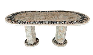 Mesa 1,80x0,90 Oval em Onix verde Ref. 281 com Guirlanda de Flores