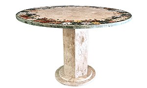 Mesa 1,00Ø em Mosaico de Mármore Bege-Bahia Ref. 281Nova Design