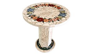 Mesa 050Ø em Bege-Bahia e Flores em Volta