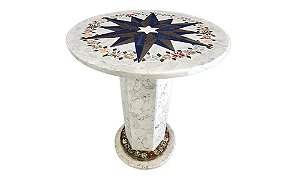 Mesa 050Ø em Mármore Carrara com Rosa-dos-ventos