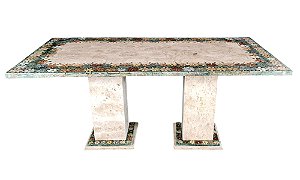 Mesa 1,80x0,90 em Mosaico de Mármore Bege-bahia Ref. Nova Design