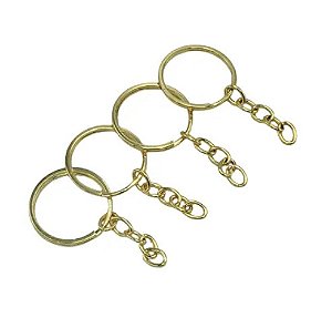 Argola Para Chaveiro  Com Corrente 25MM - 10 unidades