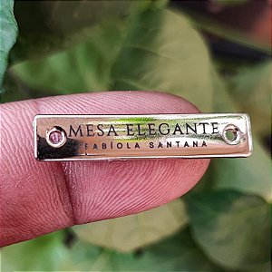 Plaquinha de Metal Personalizada para Costurar - 0,8x3,5cm - Niquel