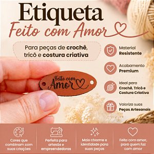 Etiqueta Feito com Amor - Etiquetas de Couro Sintetico - PRONTO ENVIO- NÃO PERSONALIZAMOS
