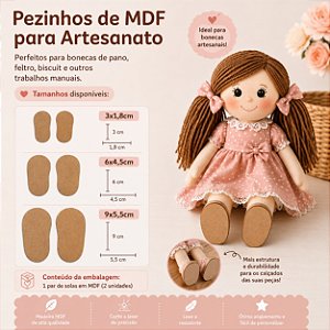 Sola para Bonecas e Ursinhos em MDF Cru - Par para Sapatos Artesanais